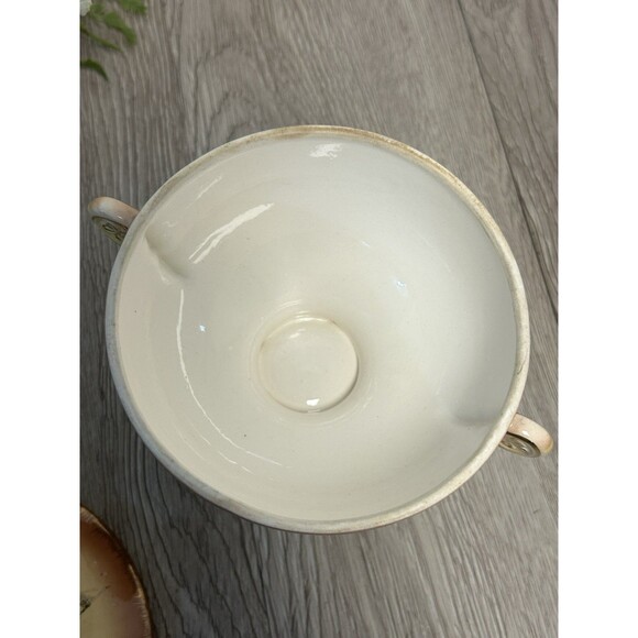 Vintage Betson Hand Painted Porcelain Lidded Box Bird & Flowers Yellow Pink Gold - Picture 7 of 10